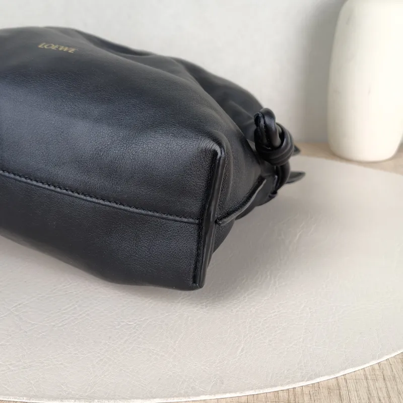 LOEWE Crossbody Bag Flamenco Black Calfskin Mini 24 × 9 × 18 cm — detail view 7 of 9