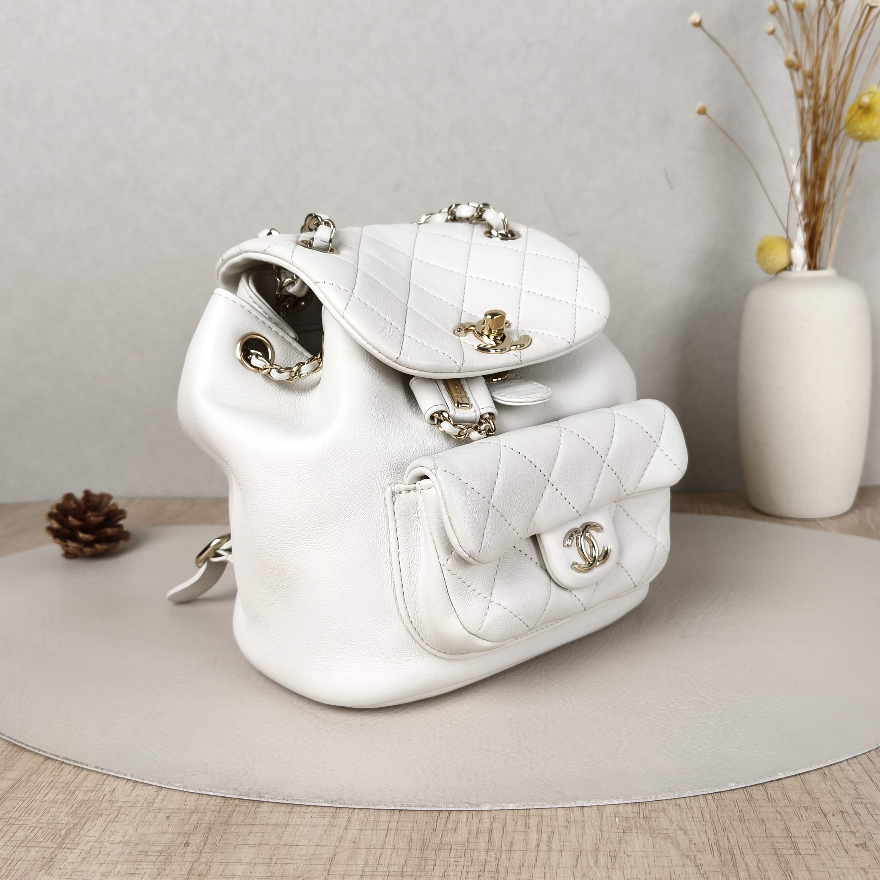 Chanel Backpack Duma White Calfskin Small18 × 12 × 18.5 cm — cover view 5 of 5