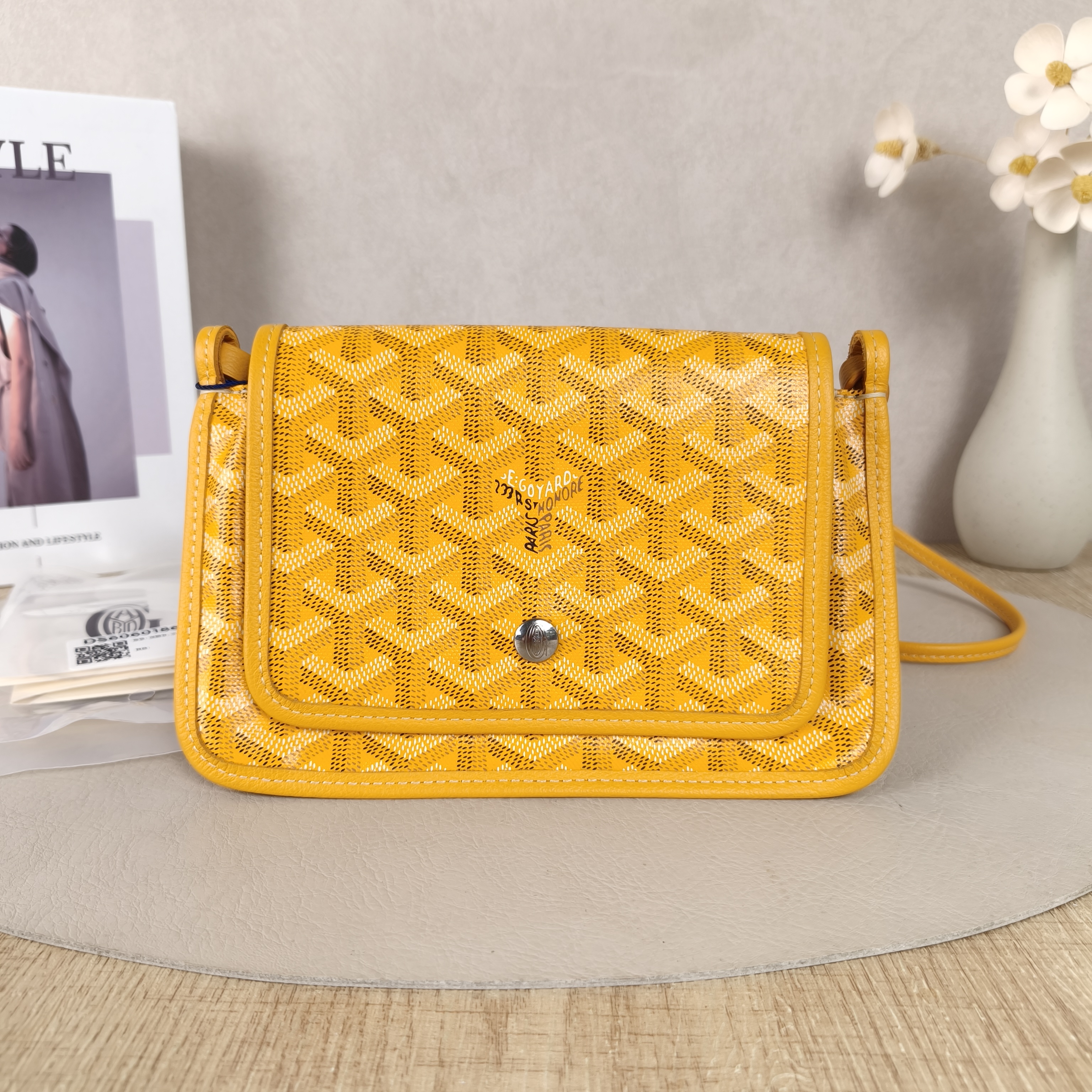 GOYARD Crossbody Bag PLUMET Yellow ine Canvasmini20.5 × 2.5 × 14 cm