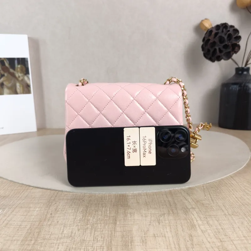 Chanel Crossbody Bag 25b c Pink Lambskin Mini 17 × 8 × 13.5 cm — cover view 3 of 6