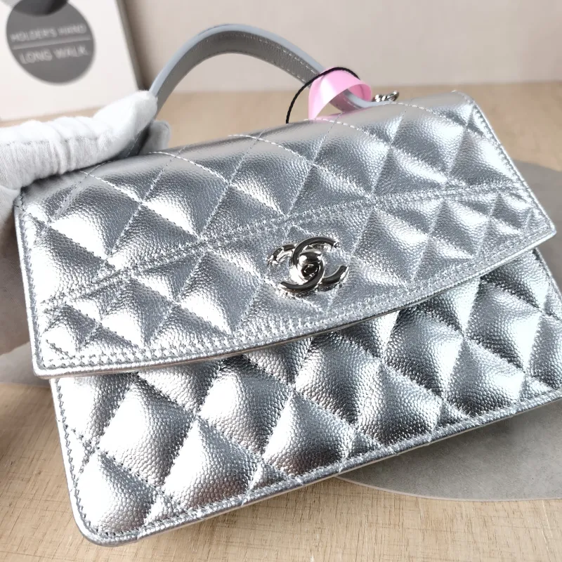 Chanel Backpack Backpack Silver Grained Calfskin One Size 18.2 × 5 × 14 cm — detail view 14 of 14