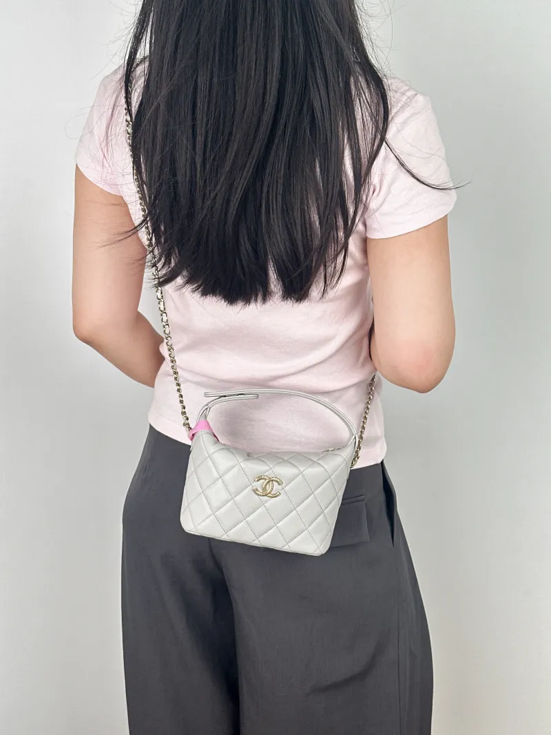 Chanel Crossbody Bag Crossbody Bag Grey Grained Calfskin One Size16 × 6 × 13 cm — on-model view 2 of 2