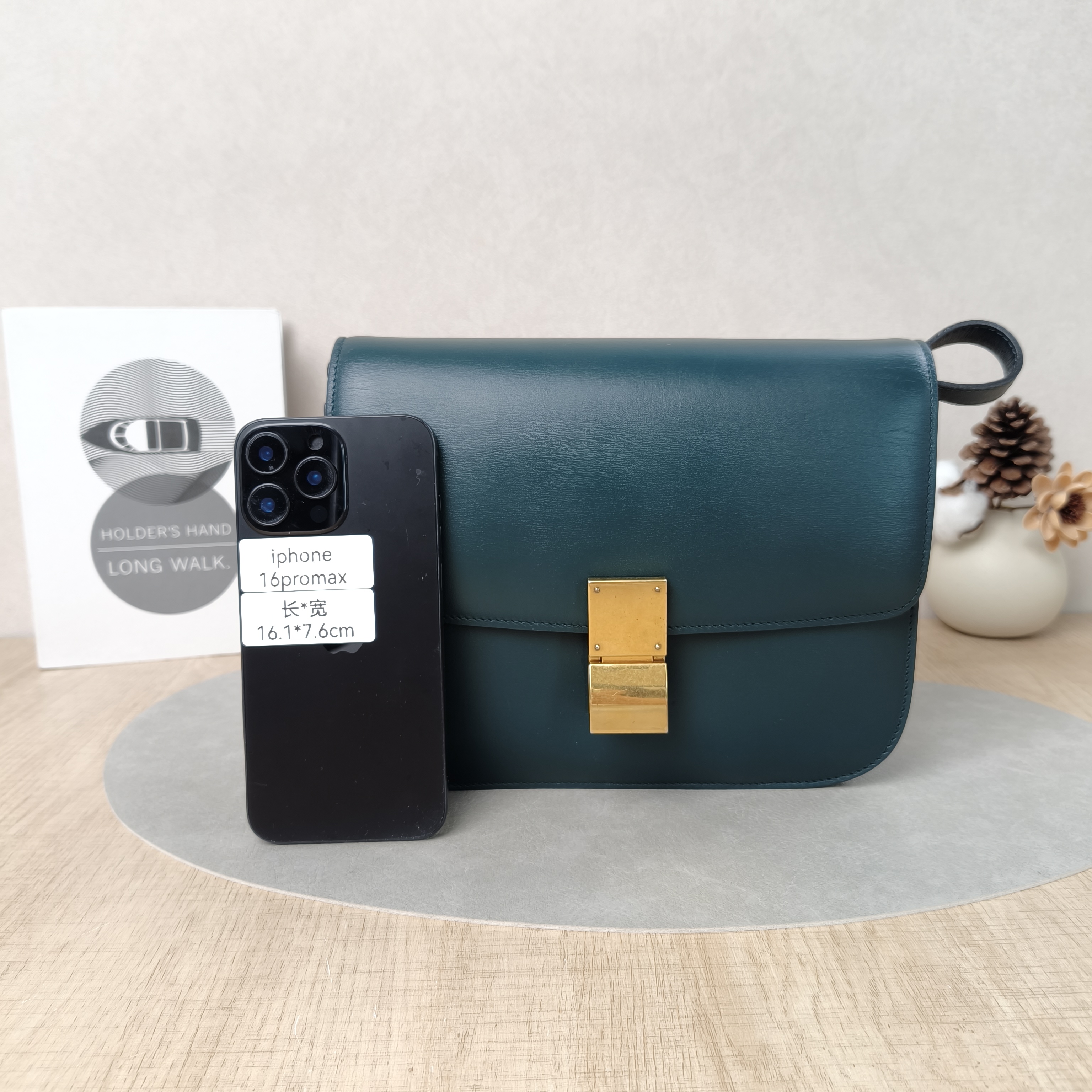 CELINE Crossbody Bag Classic Box Green Calfskin Medium24 × 7 × 18 cm — cover view 5 of 5