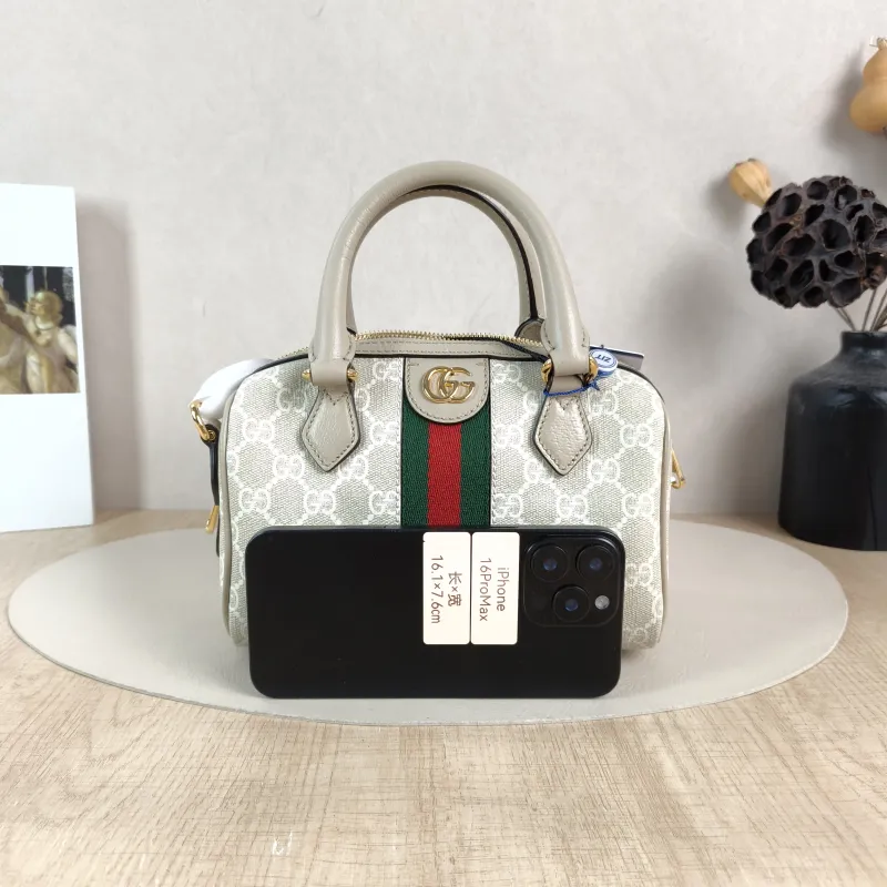 GUCCI Top Handle Bag Ophidia Beige PVC Mini 21.5 × 11.5 × 14 cm — cover view 2 of 6