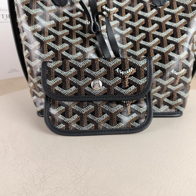 GOYARD Top Handle Bag ANJOU Shopping Tote Black ine Canvas Mini 19.5 × 9 × 19.5 cm — detail view 8 of 12