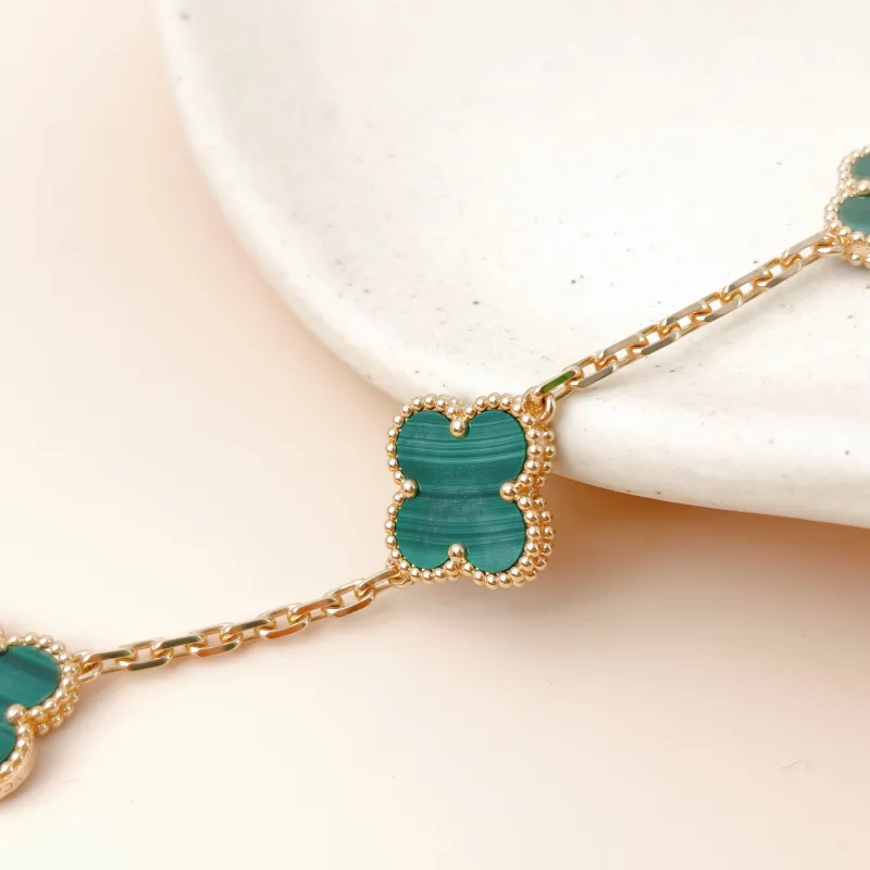 Van Cleef & Arpels Bracelet Alhambra Alhambra Collection Five-Motif Bracelet Malachite18KY ellow Gold Vintage Small19cm — cover view 11 of 12