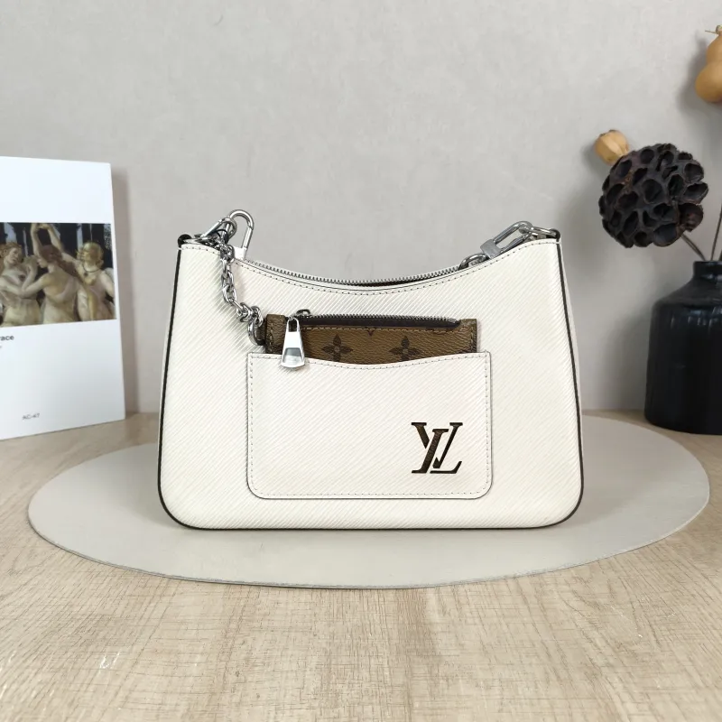 Louis Vuitton Crossbody Bag MARELLE White Epi Embossed Calfskin Small 25 × 8 × 15 cm