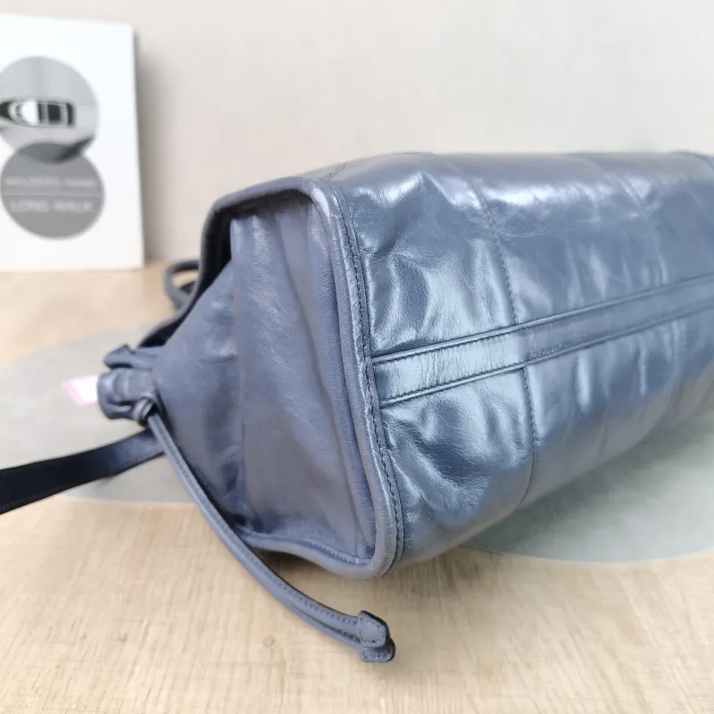 PRADA Shoulder Bag Bonnie Soft Lux Blue Waxed Leather Large 38 × 12 × 24 cm — detail view 2 of 11