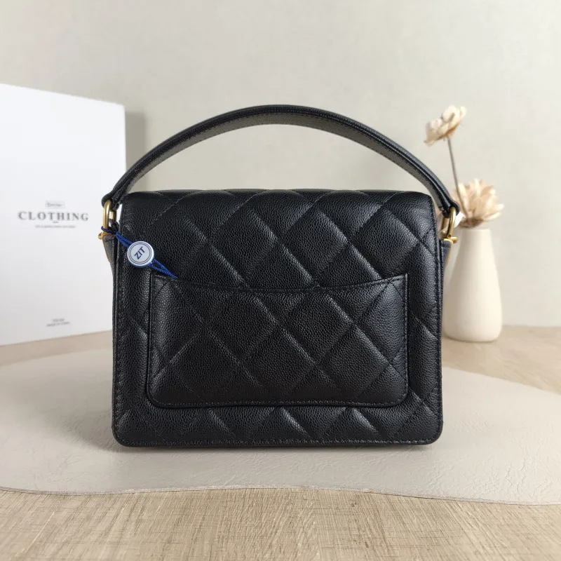 Chanel Crossbody Bag Black with Gold-Tone Hardware Grained Calfskin Small 20 × 5 × 15 cm — cover view 5 of 6
