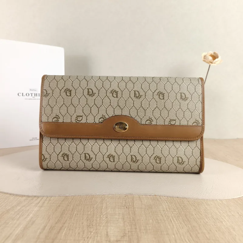 DIOR Shoulder Bag Shoulder Bag Brown PVC One Size 28 × 4 × 17 cm