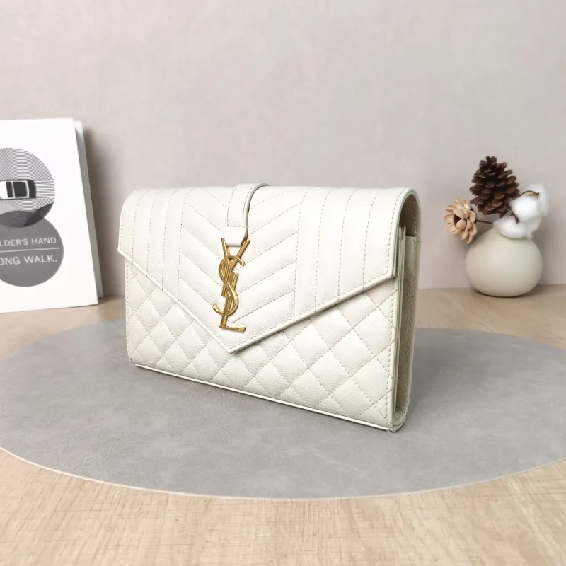 SAINT LAURENT Crossbody Bag ENVELOPE White Calfskin Small21 × 6 × 13 cm — cover view 4 of 5