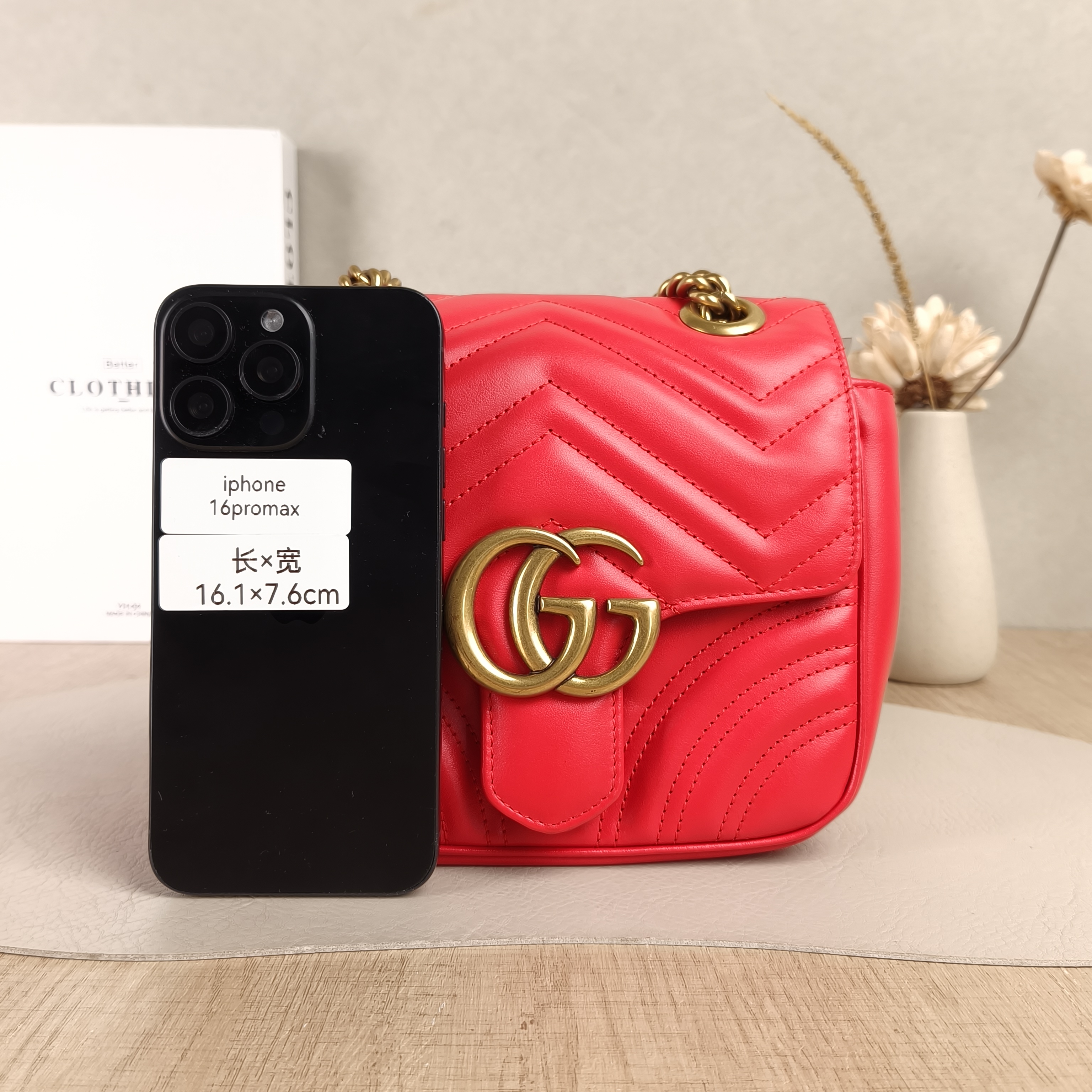 GUCCI Crossbody Bag GG Marmont Marmont Red Calfskinmini18 × 8 × 15 cm — cover view 2 of 5