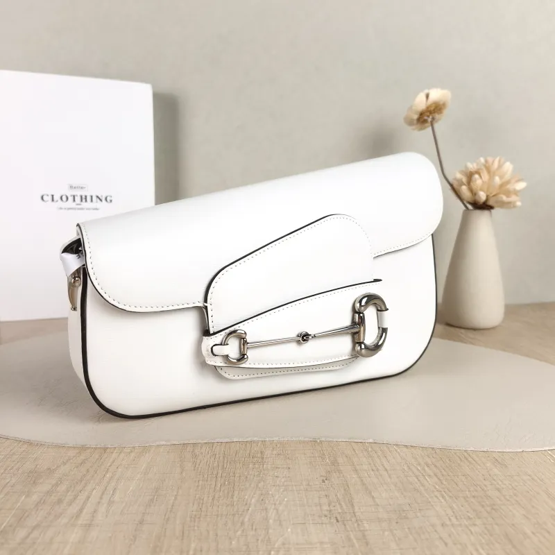 GUCCI Shoulder Bag Horsebit 1955 Horsebit Horsebit Shoulder Bag White Calfskin Small 26.5 × 8 × 17 cm — cover view 3 of 5