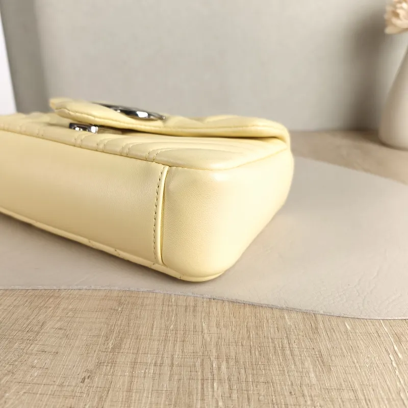 GUCCI Crossbody Bag GG Marmont Small Marmont 22 Yellow Lambskin Small 22 × 6 × 13 cm — detail view 10 of 10