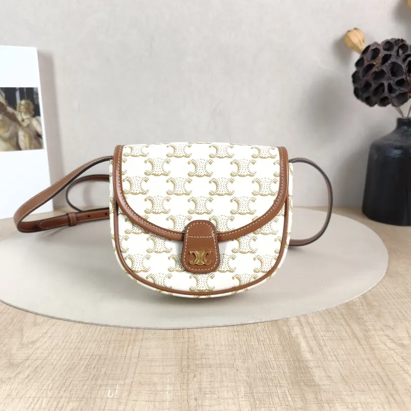 CELINE Crossbody Bag BESACE White PVC Mini 15 × 4 × 11 cm