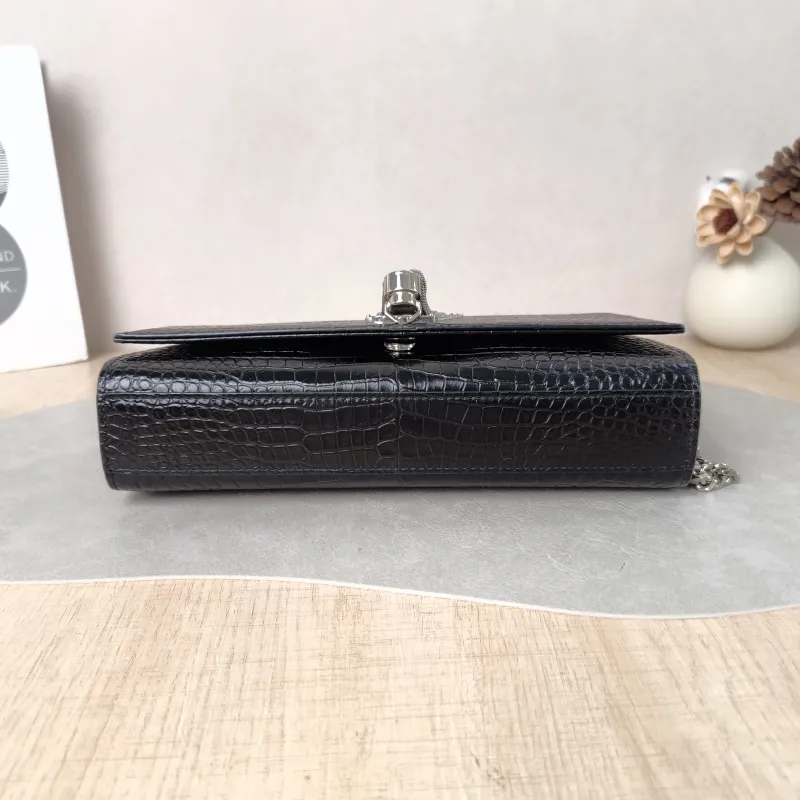 SAINT LAURENT Crossbody Bag KATE Edition Black Calfskin Medium 24 × 5.5 × 14.5 cm — cover view 3 of 5