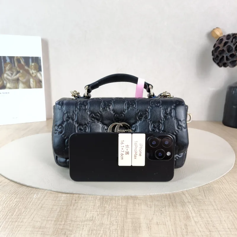 GUCCI Crossbody Bag GG Milano Collection Shoulder Bag Black Monogram SL ambskin 21.5 × 5 × 12.5 cm — cover view 3 of 5