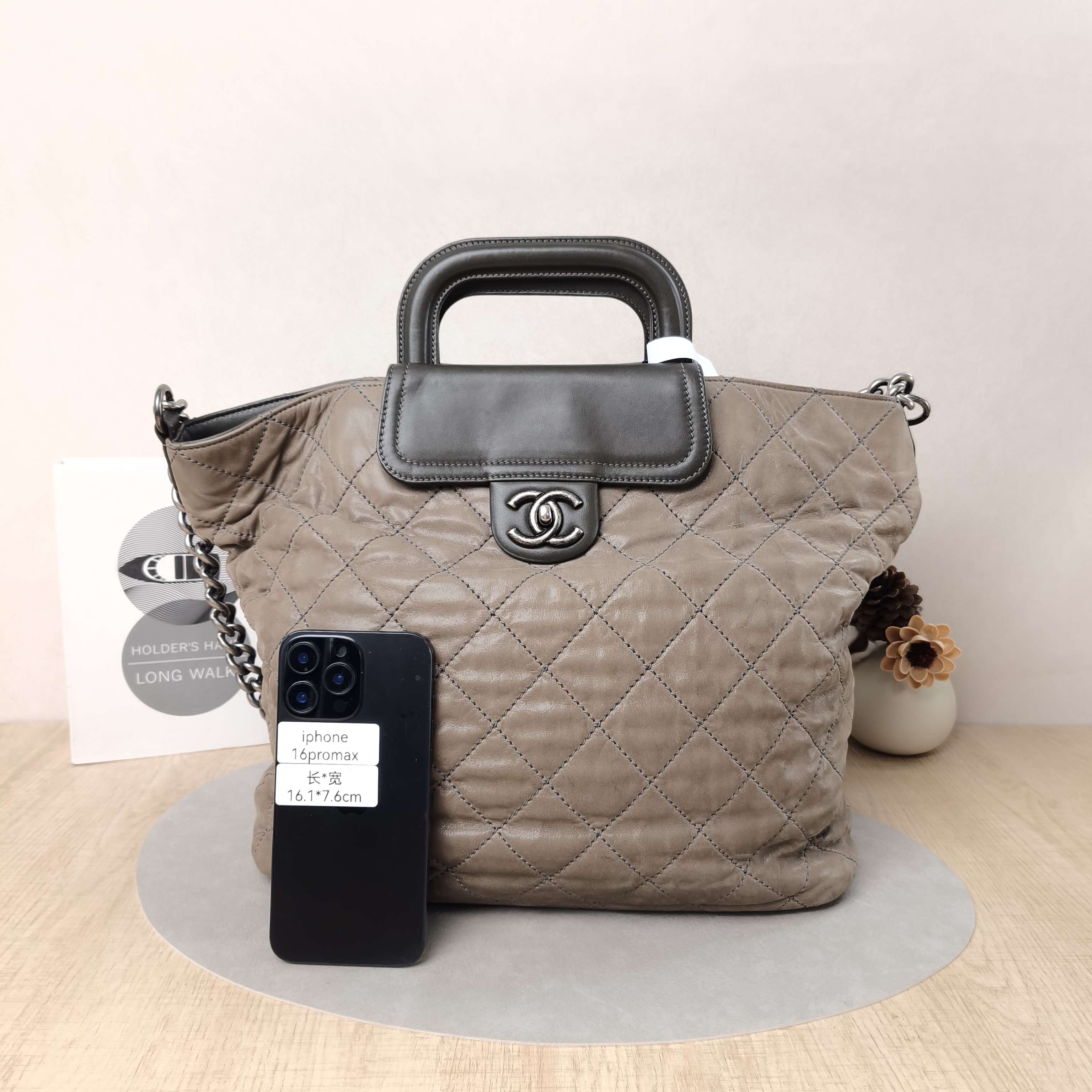 Chanel Top Handle Bag Top Handle Crossbody Bag Brown Waxed Leather One Size34 × 14 × 30 cm — cover view 2 of 5