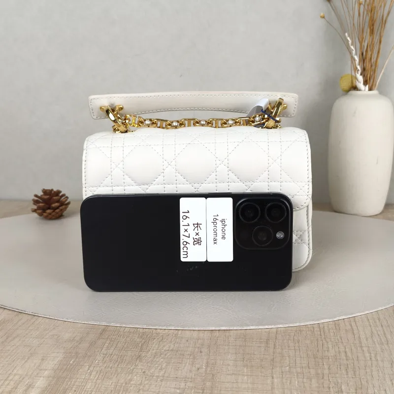 DIOR Crossbody Bag Jolie Top Handle Pearl Crossbody Bag White Calfskinmini19 × 7 × 12 cm — cover view 4 of 5