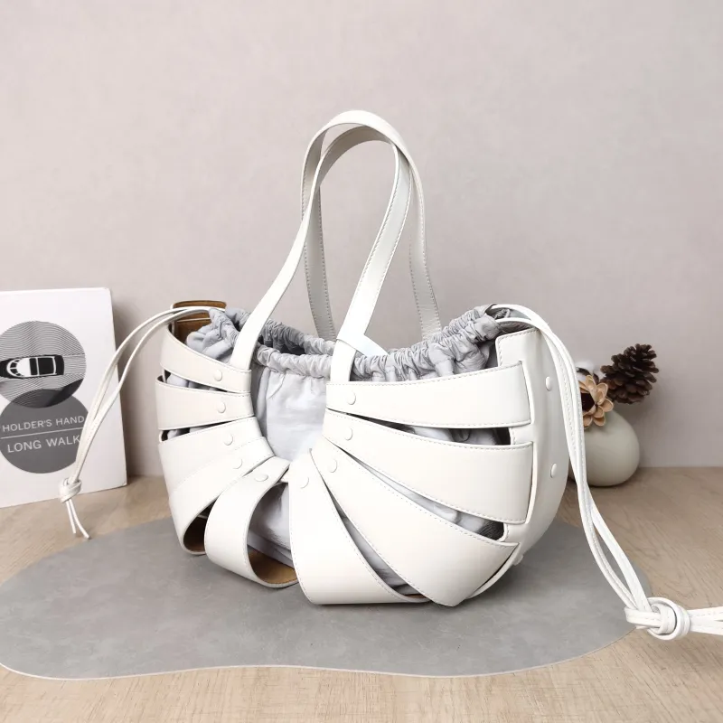 Bottega Veneta Top Handle Bag The Shell Dome Bag White Calfskin One Size 40 × 20 × 20 cm — cover view 4 of 5