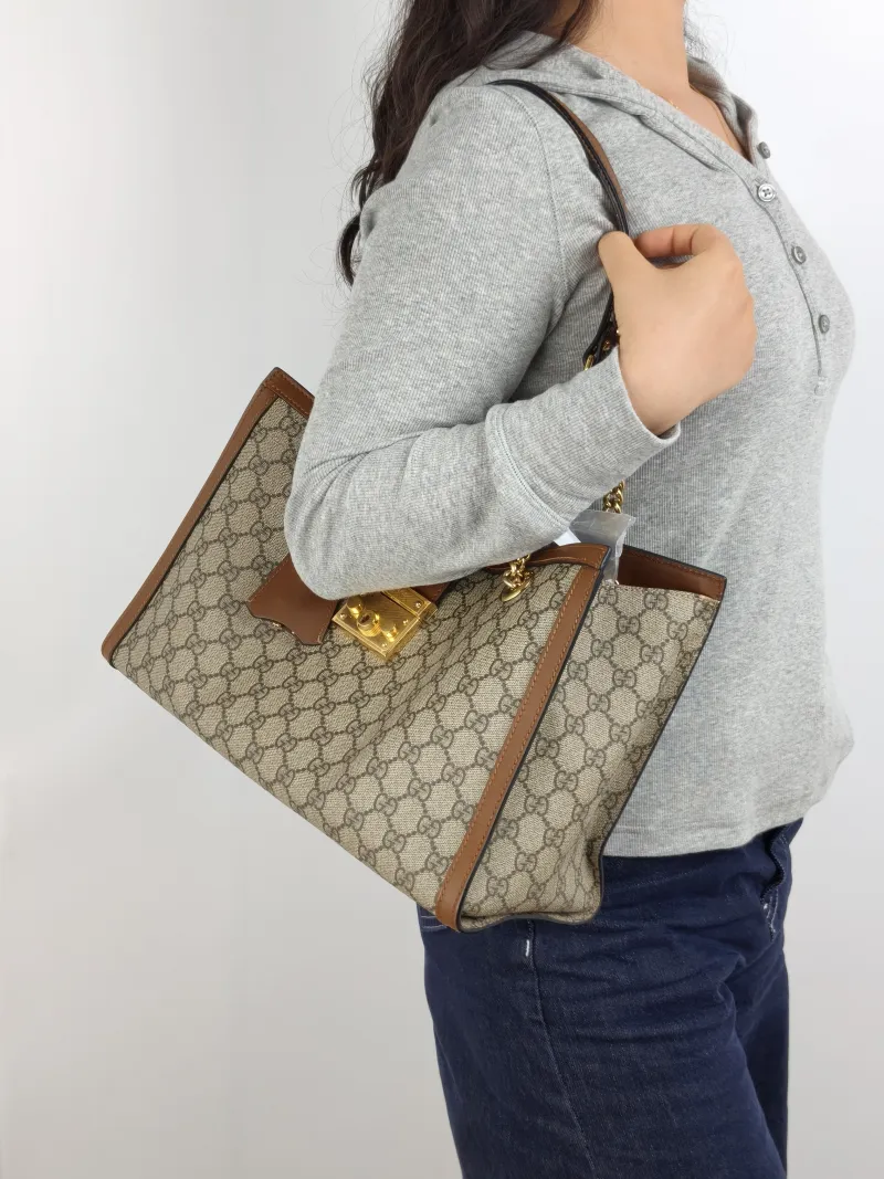 GUCCI Shoulder Bag Padlock Tote Monogram PVC Large 35 × 14 × 23.5 cm — on-model view 1 of 2