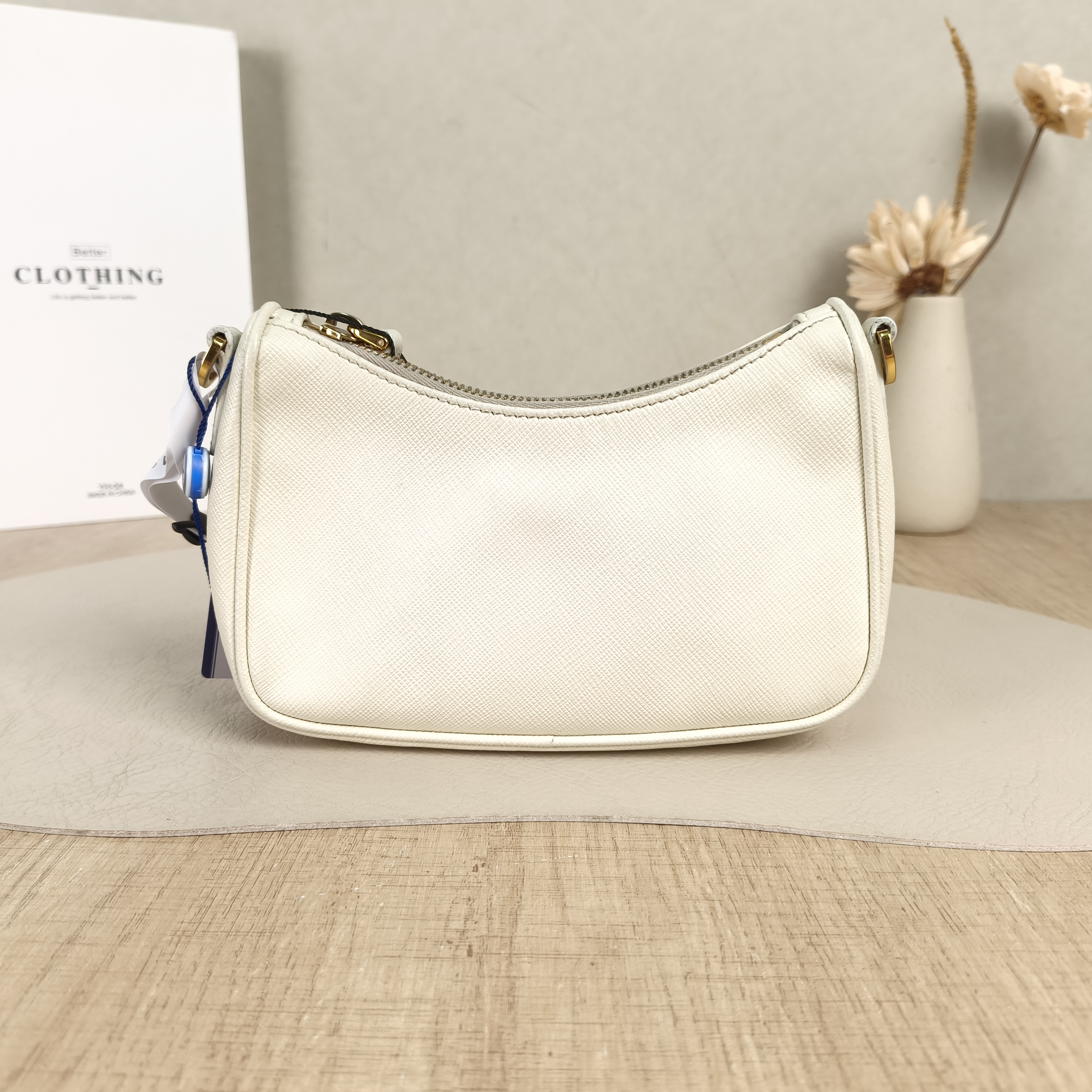PRADA Shoulder Bag Re-Edition hobo White Calfskin Mini17 × 4 × 12 cm — cover view 4 of 5