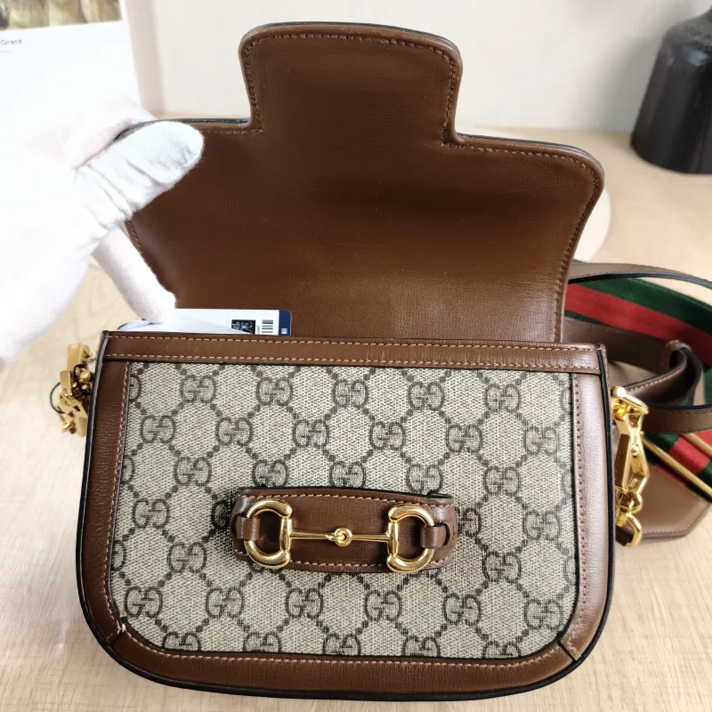 GUCCI Crossbody Bag Horsebit 1955 Horsebit Small Monogram PVC Small 20.5 × 5 × 14.5 cm — detail view 1 of 13