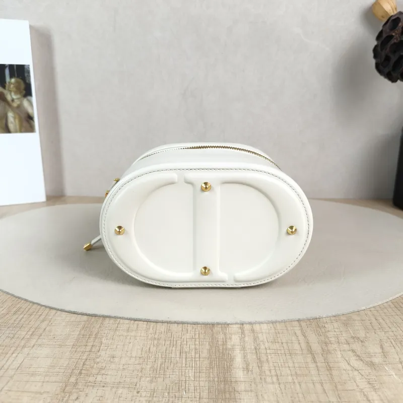 DIOR Crossbody Bag Vanity Cosmetic Bag White Lambskin One Size 16 × 9.5 × 11.5 cm — cover view 2 of 5