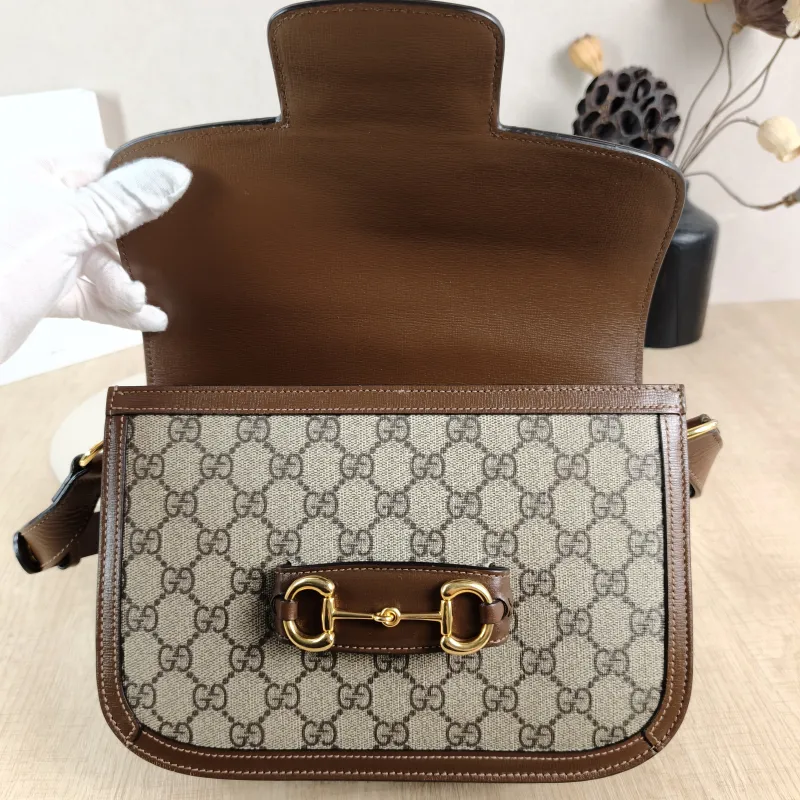 GUCCI Shoulder Bag Horsebit 1955 Horsebit Medium Monogram PVC Medium 25 × 8 × 18 cm — detail view 1 of 14