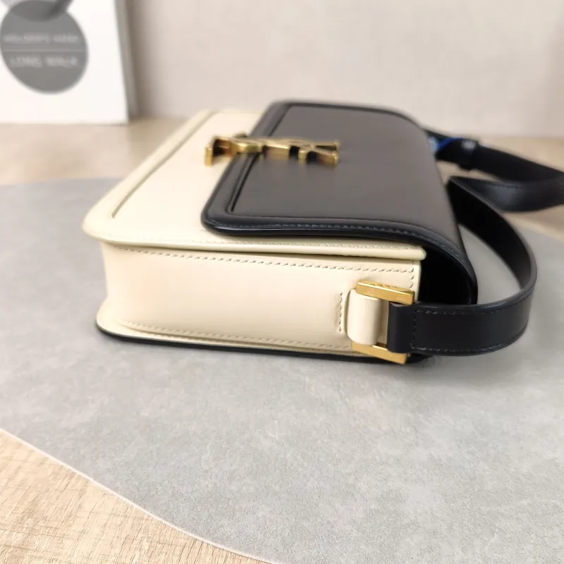 SAINT LAURENT Crossbody Bag Solferino Box Shoulder Bag Beige Black Calfskin Medium 23 × 16 × 7 cm — detail view 4 of 12