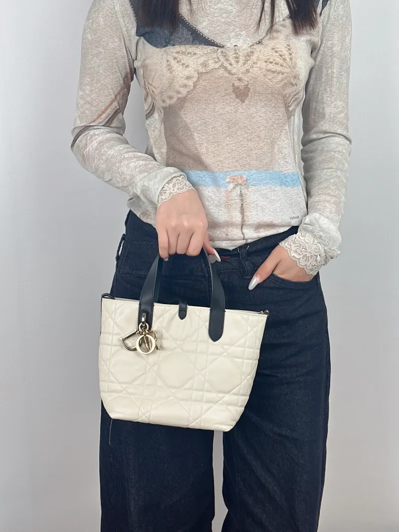 DIOR Top Handle Bag TOUJOURS Edition Calfskin Small18.5 × 12 × 18.5 cm — on-model view 2 of 2