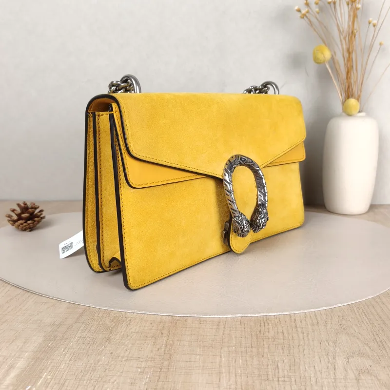 GUCCI Crossbody Bag Dionysus Yellow Suede Medium 28 × 9 × 17 cm — cover view 5 of 5
