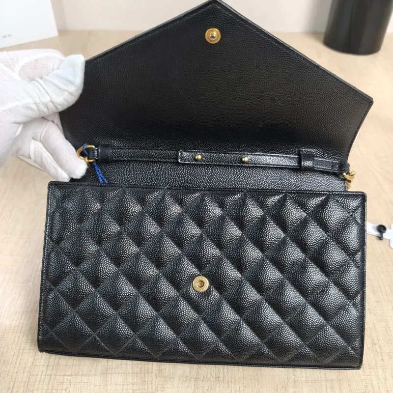SAINT LAURENT Crossbody Bag ENVELOPE Black Grained Calfskin Small21 × 6 × 13 cm — detail view 15 of 15