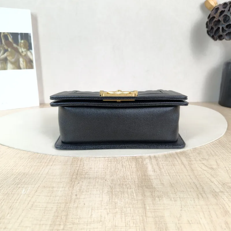 Chanel Crossbody Bag Le Boy​ Black Grained Calfskin Small 20.5 × 8.5 × 12 cm — cover view 4 of 5