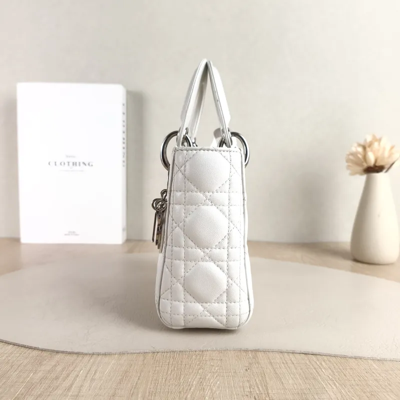 DIOR Crossbody Bag Lady Lady Dior Bag White Lambskin Mini 17 × 7 × 15 cm Conditioned — detail view 10 of 11