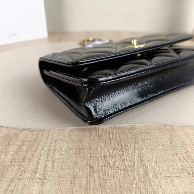 Chanel Crossbody Bag woc Black Waxed Leather One Size 19.2 × 3.5 × 12.3 cm — detail view 3 of 13