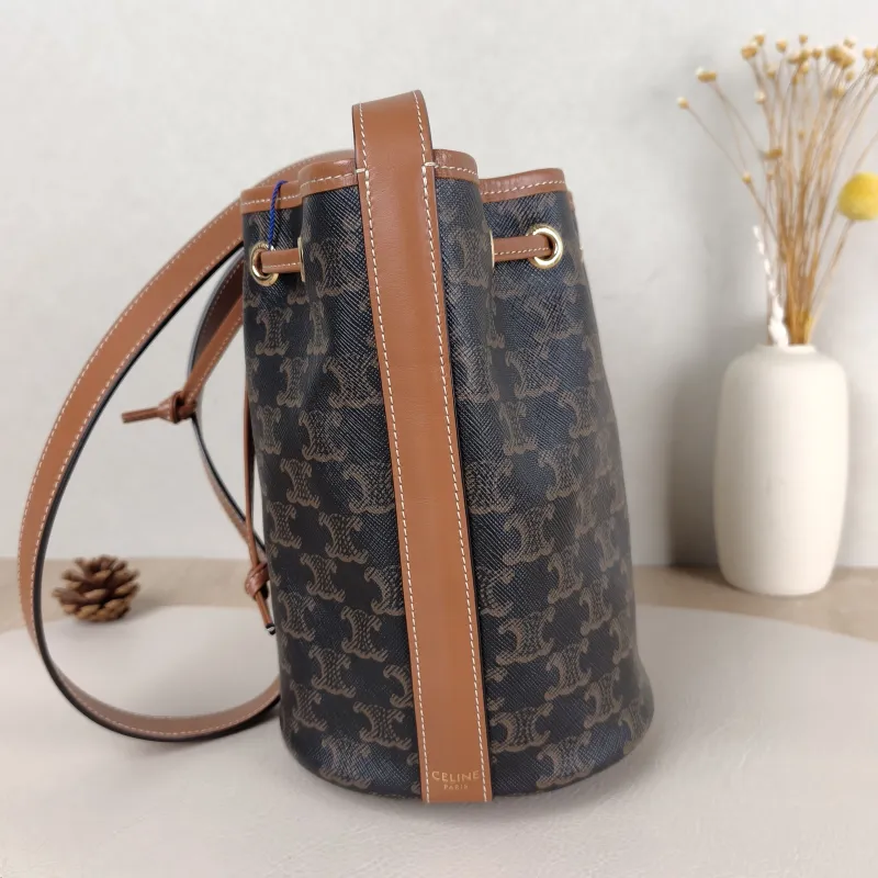 CELINE Crossbody Bag Triomphe Bucket Bag Monogram PVC Small 14 × 14 × 21 cm — detail view 2 of 8