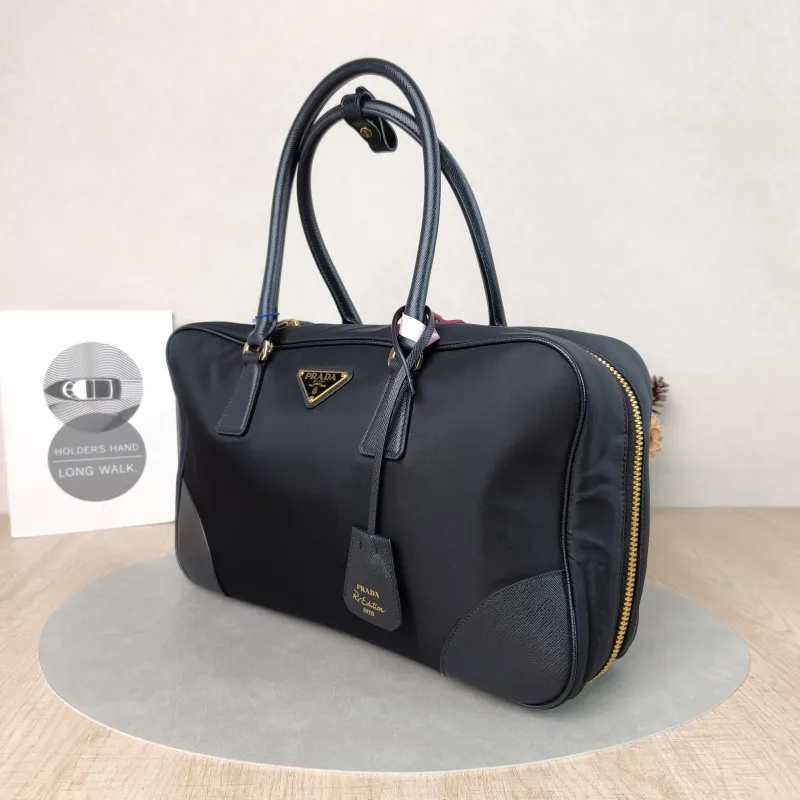 PRADA Top Handle Bag Black Nylon One Size 35 × 9 × 21 cm — cover view 4 of 5