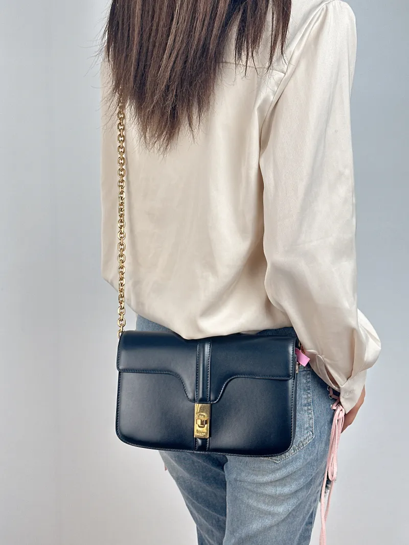 CELINE Shoulder Bag 16 Chain Bag Black Calfskin One Size 23 × 6.5 × 16 cm — on-model view 2 of 2