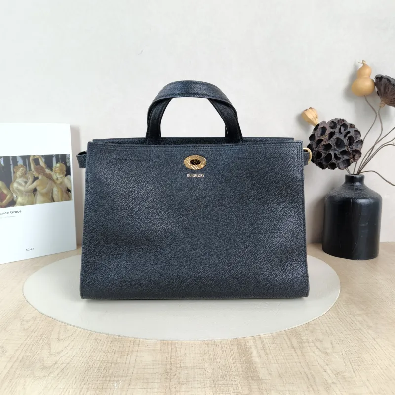 BURBERRY Top Handle Bag Top Handle Crossbody Bag Black Calfskin One Size31 × 12 × 22 cm