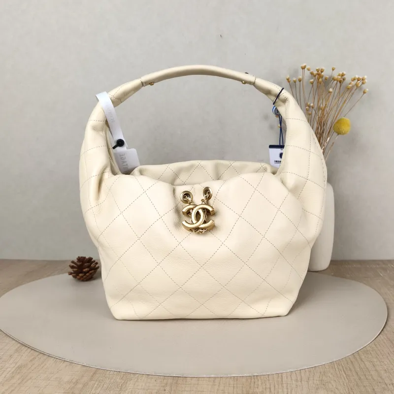 Chanel Crossbody Bag 26c hobo Beige Calfskin One Size 32 × 12 × 24 cm
