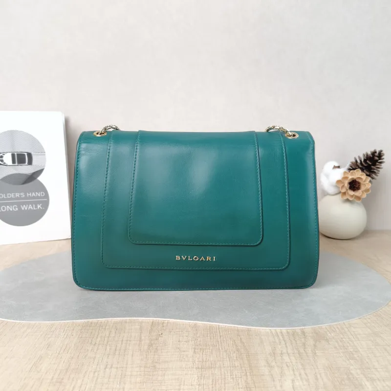Bvlgari Crossbody Bag Serpenti Forever Collection Crossbody Bag Green Calfskin Medium 28 × 7.5 × 19 cm — cover view 4 of 6