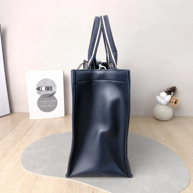 DIOR Shoulder Bag Book Tote Shoulder Strap Edition Blue Canvas · Calfskin Medium 36.5 × 16.5 × 28 cm — detail view 7 of 12