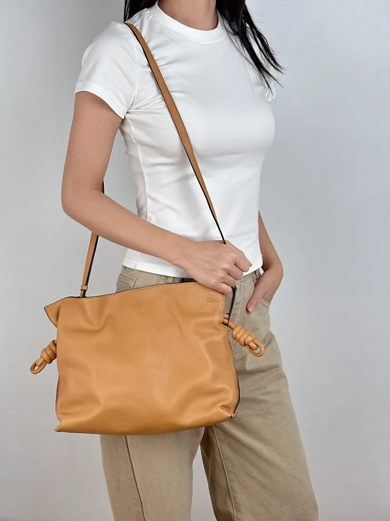LOEWE Crossbody Bag Flamenco Yellow Calfskin Medium 30 × 10.5 × 24.5 cm — on-model view 2 of 2