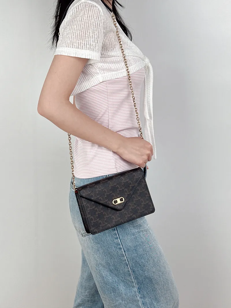 CELINE Crossbody Bagmallon triomphe woc Monogram PV Cmini19.5 × 4 × 13 cm — on-model view 3 of 3