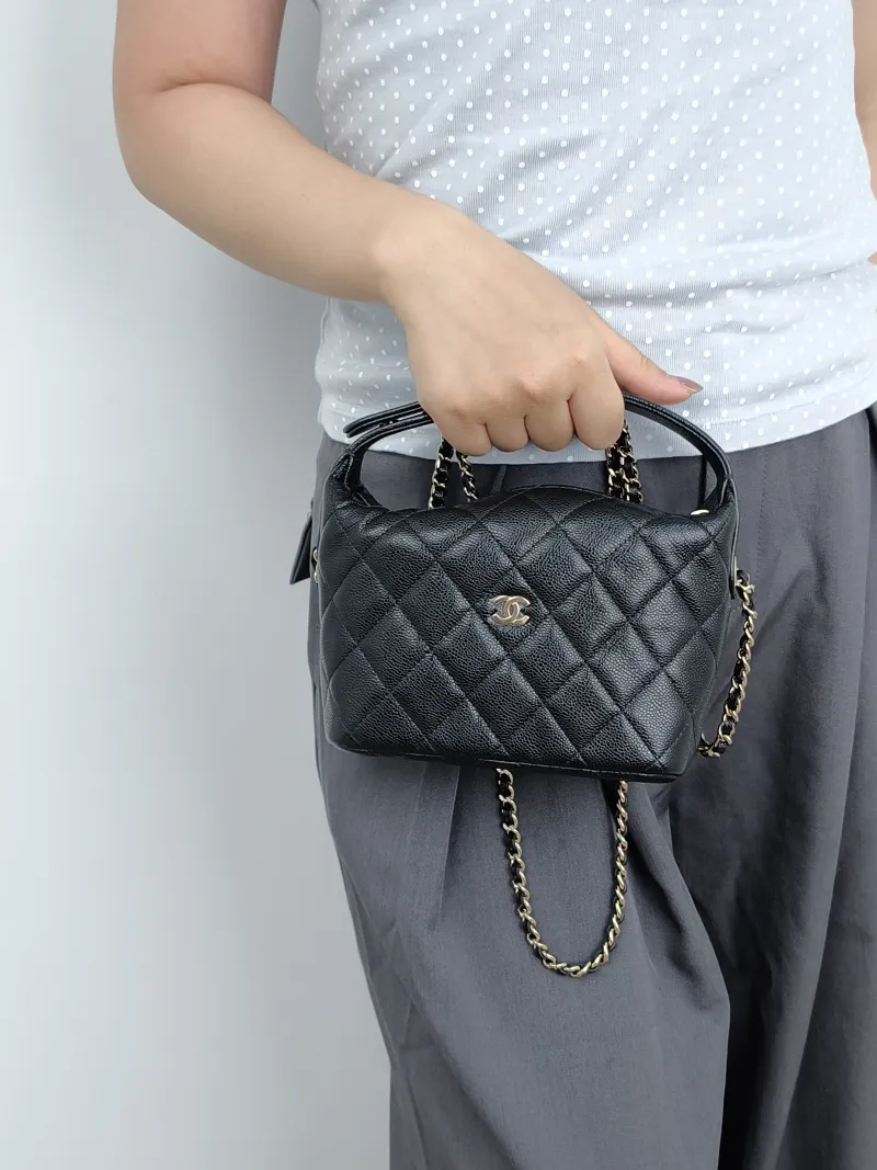 Chanel Crossbody Bag Crossbody Bag Black Grained Calfskin One Size21.5 × 7.5 × 19 cm — on-model view 3 of 3