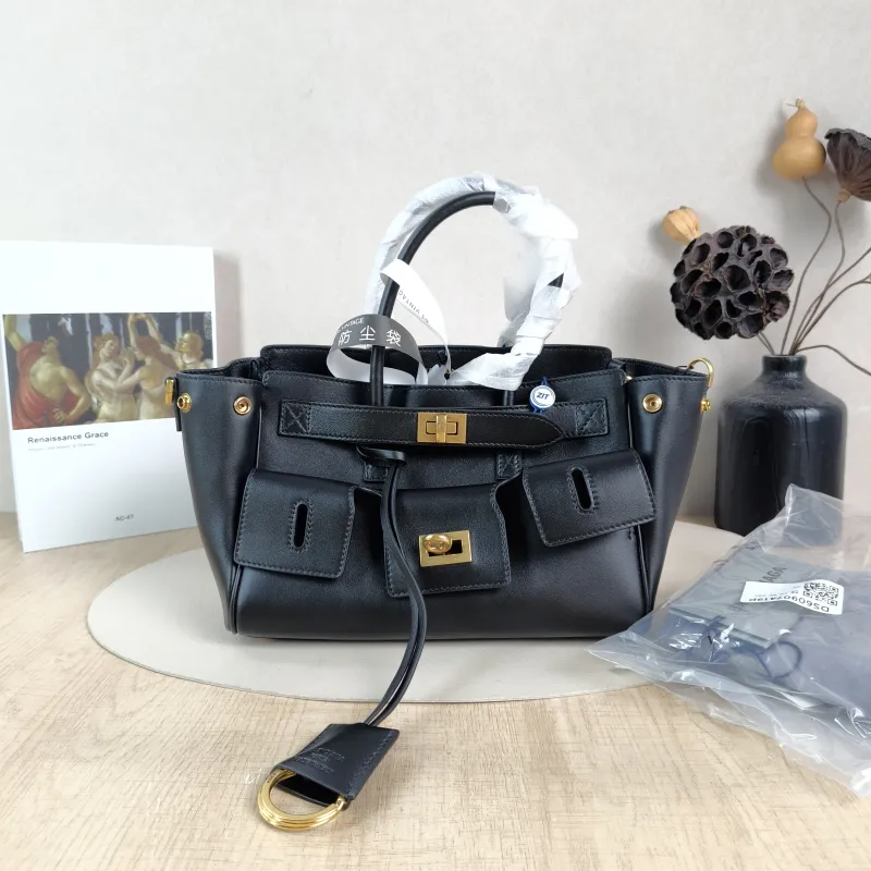 BALENCIAGA Crossbody Bag Bel air Black with Gold-Tone Hardware Calfskin Mini 23.5 × 8 × 17 cm — cover view 5 of 6