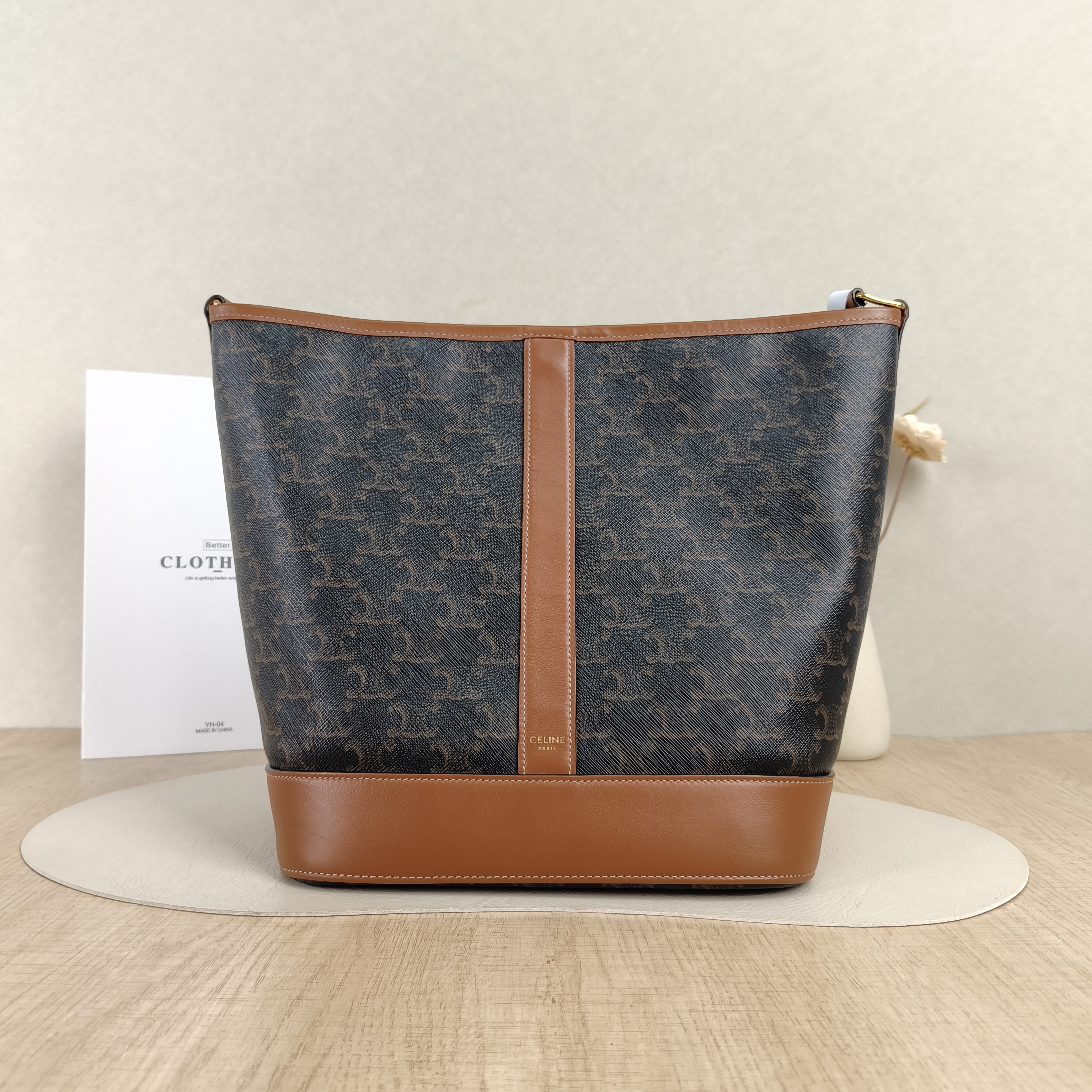 CELINE Crossbody Bag Triomphe Bucket Bag Monogram PVC Medium24 × 18 × 27 cm — cover view 1 of 4