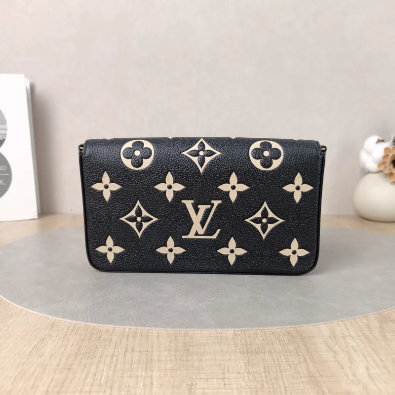 Louis Vuitton Crossbody Bag Pochette Félicie Black · White Calfskin Small 21 × 3 × 12 cm — cover view 2 of 6