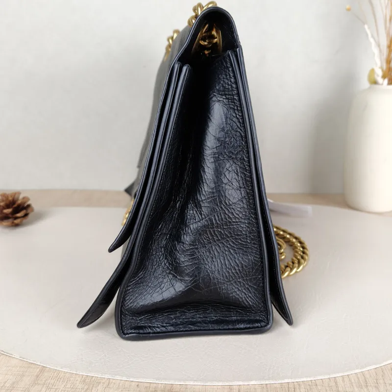 BALENCIAGA Shoulder Bag CRUSH Chain Bag Black CC alfskin Medium30 × 13 × 20 cm — detail view 10 of 12